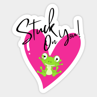 Pink Romantic Heart Stuck on You Sticker